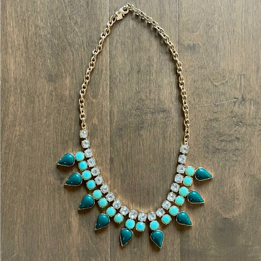 Banana Republic womens fashion necklace gold tone statement necklace with jewels